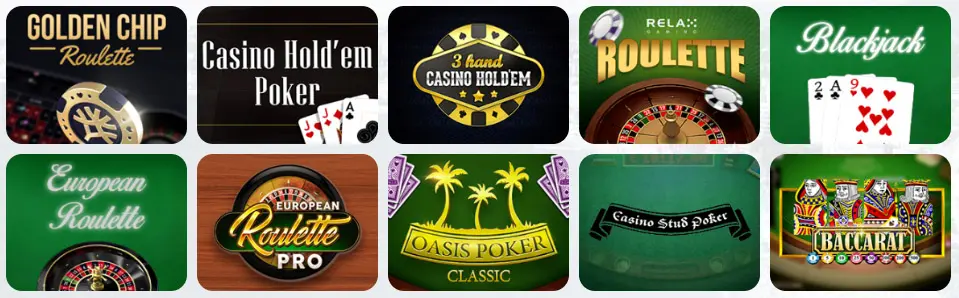 Jeux de table au Rizz Casino